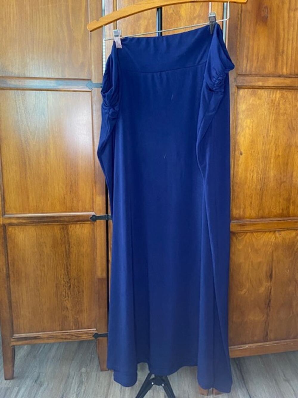Leebe Womens 4X Navy Pull On Maxi Skirt Stretch A-Line Plus Size Casual